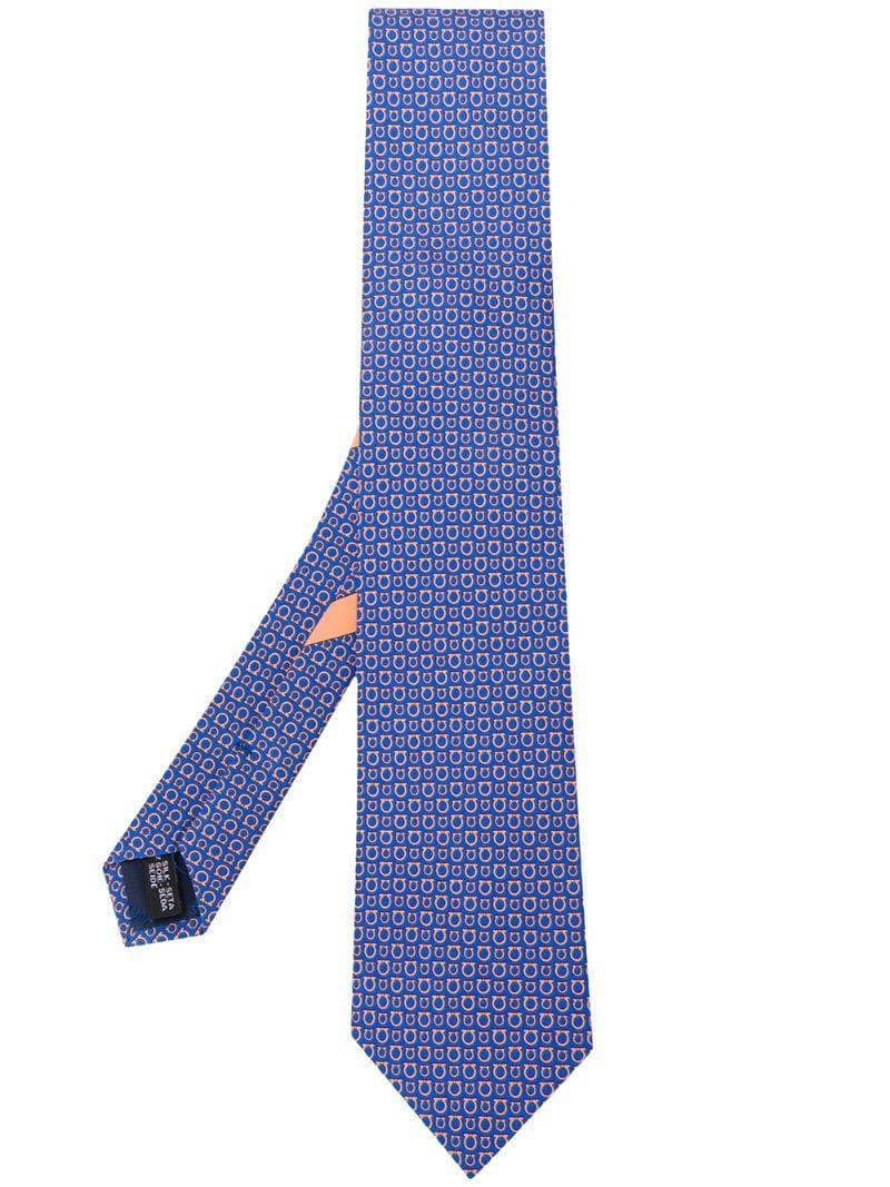 Ferragamo Gancini Pointed Tip Tie in Blue for Men - Lyst