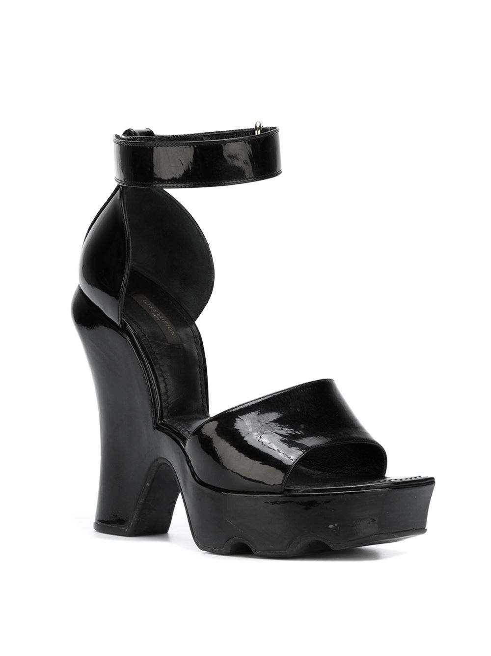 Louis Vuitton Chunky Heel Sandals in Black - Lyst