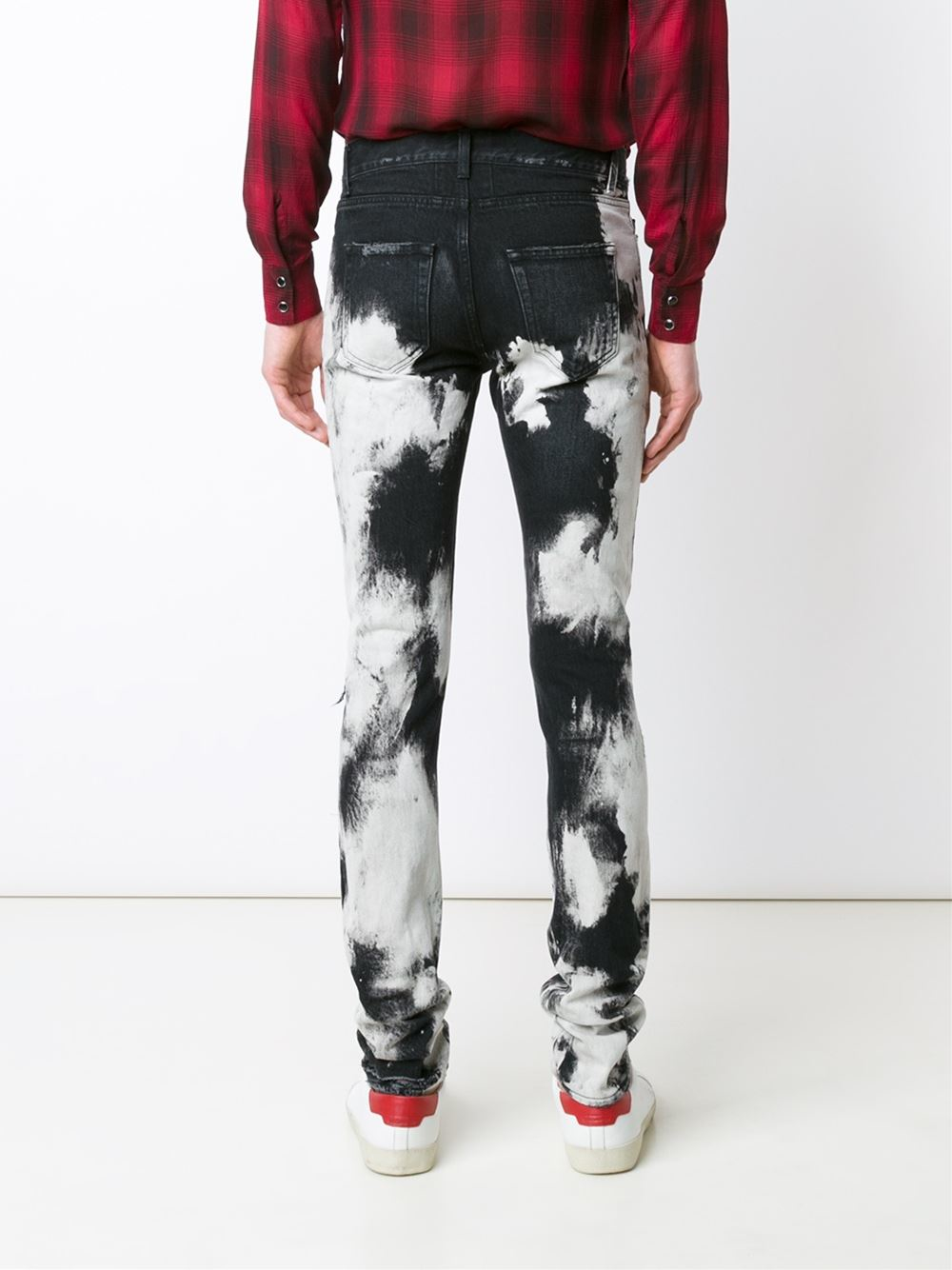 Lyst - Saint Laurent Tie-dye Skinny Jeans in White for Men