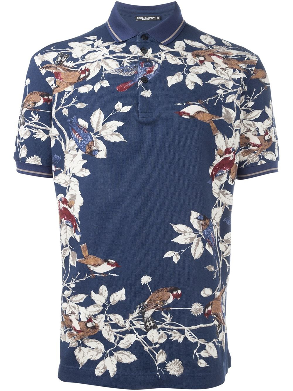 Dolce & Gabbana Bird Print Polo Shirt in Blue for Men - Lyst