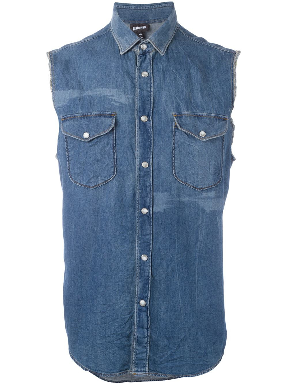 Just Cavalli Sleeveless Denim Shirt in Blue for Men - Lyst