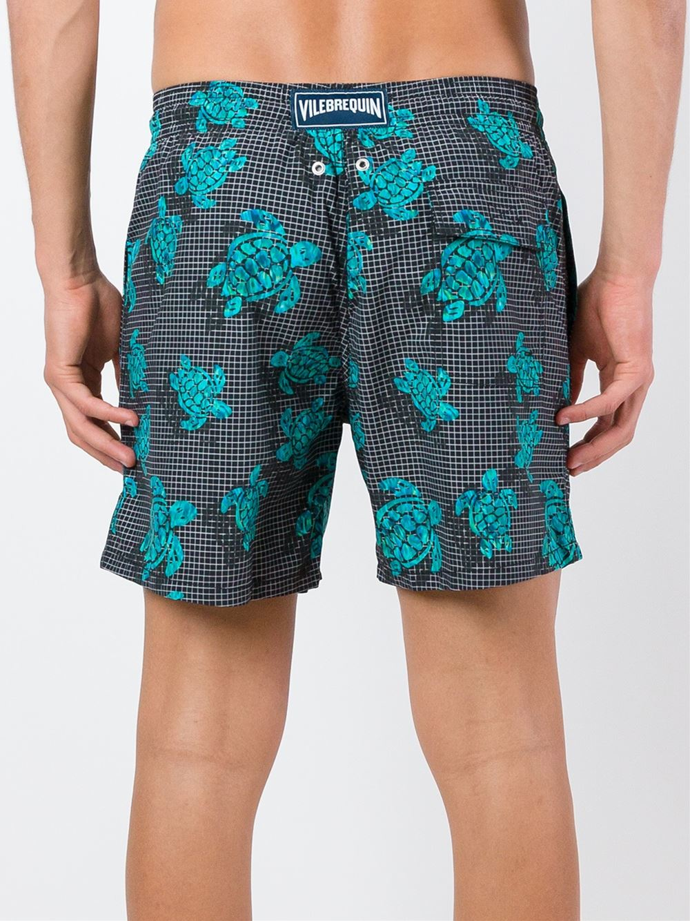Lyst - Vilebrequin Checked Turtle Print Swim Shorts in Black for Men