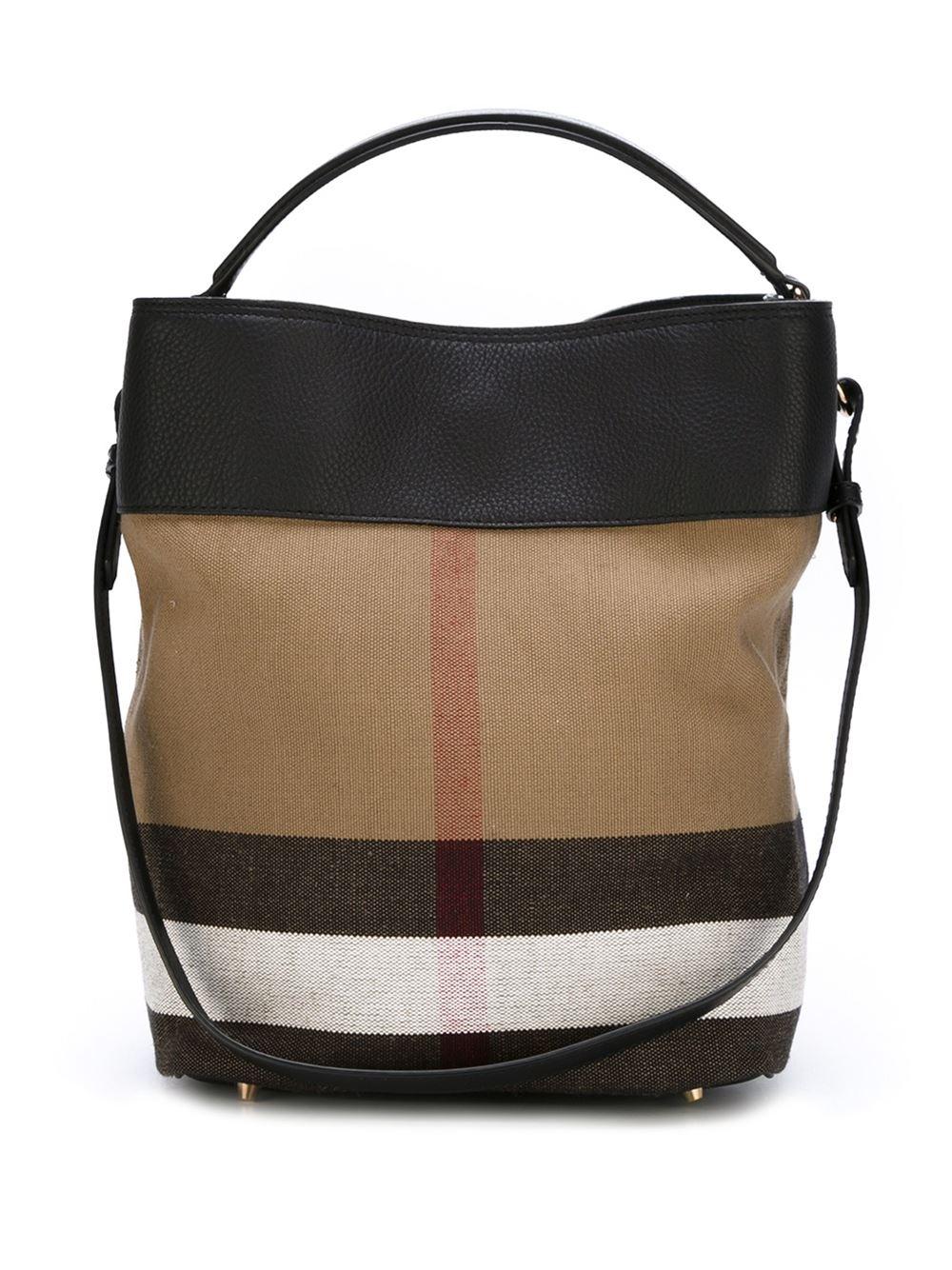 Burberry Large Striped Bucket Bag in Black - Lyst