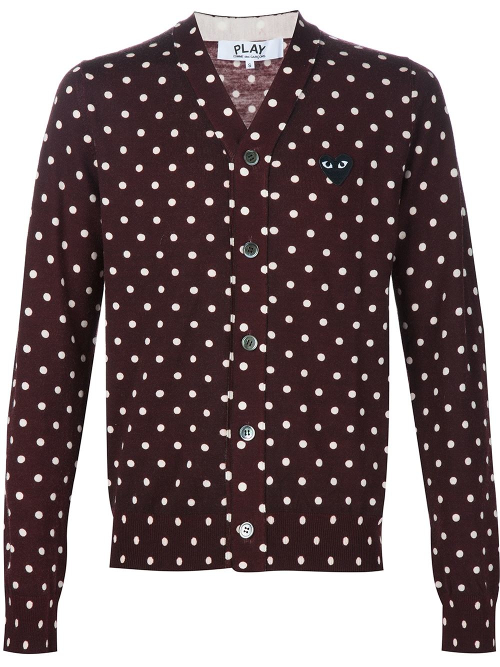 Lyst - Play Comme Des Garçons Embroidered Heart Polka Dot Cardigan in ...