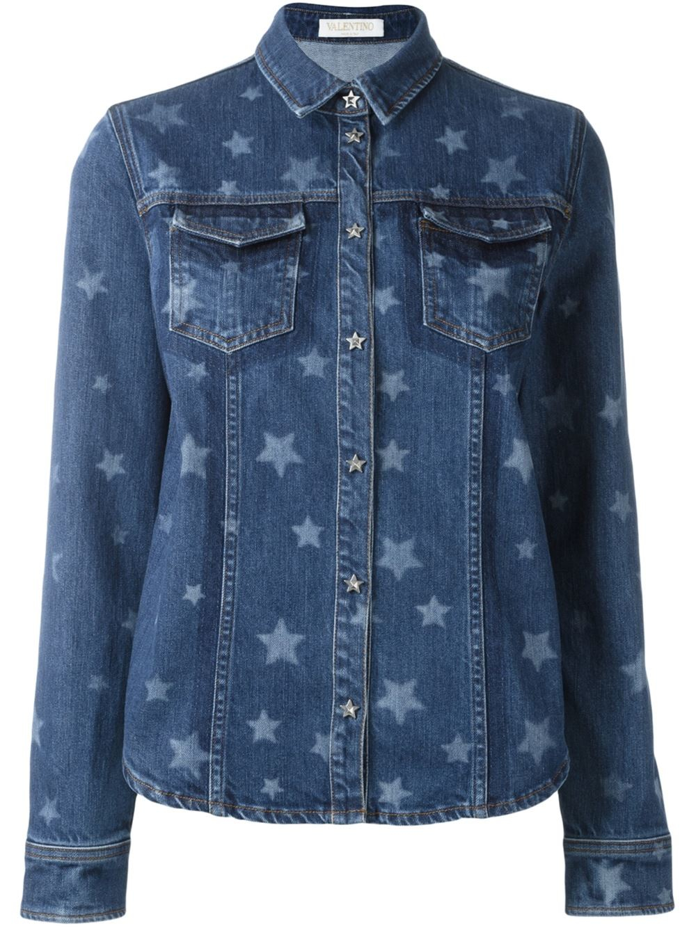 Star denim shirt The denim shirt every girl's wardrobe needs: classic styling, high quality denim and pretty press studs. Get it quick, you won't find this anywhere else.