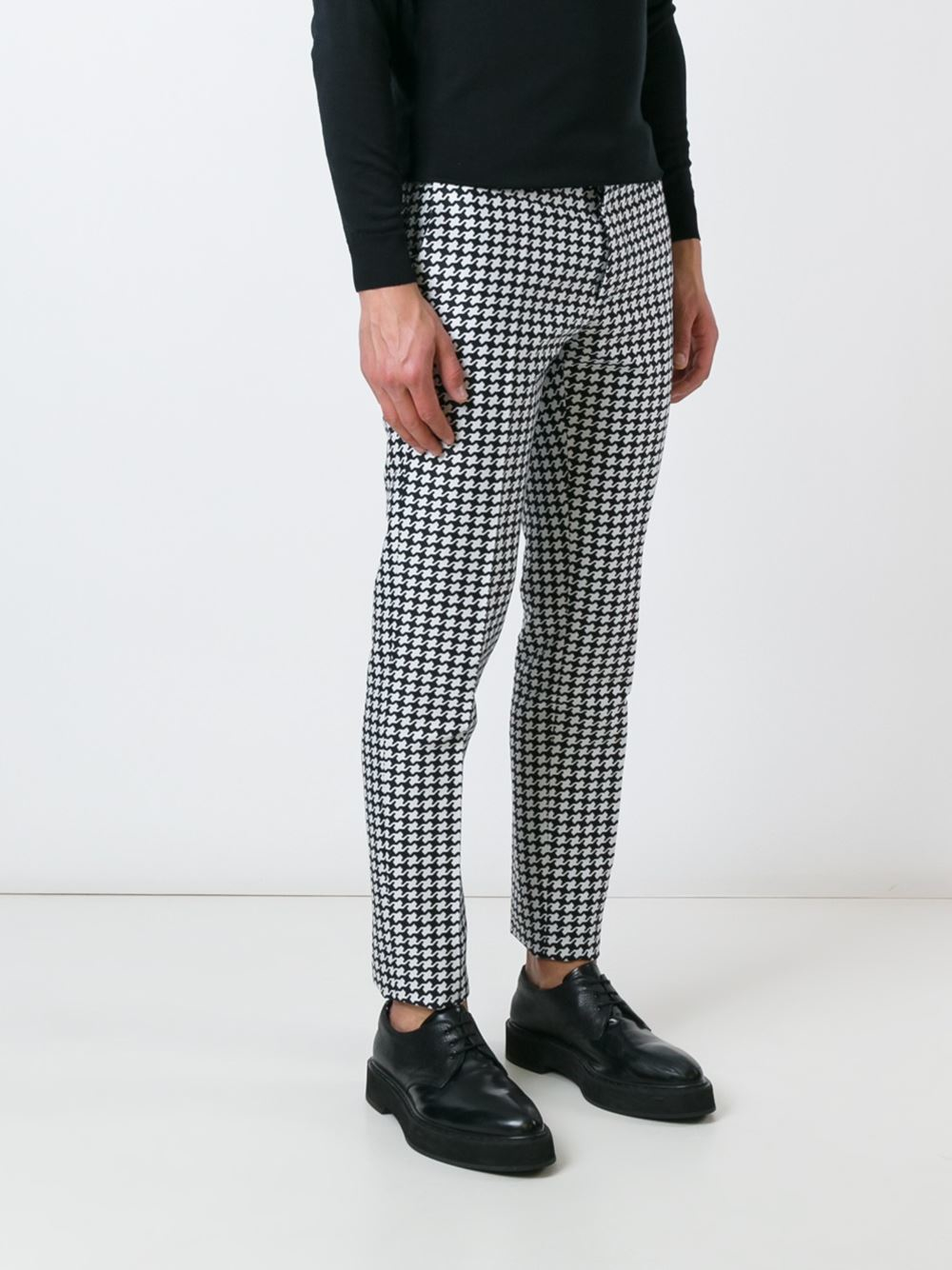 Dsquared² Houndstooth Trousers Men Silk/cotton/polyester 52 in