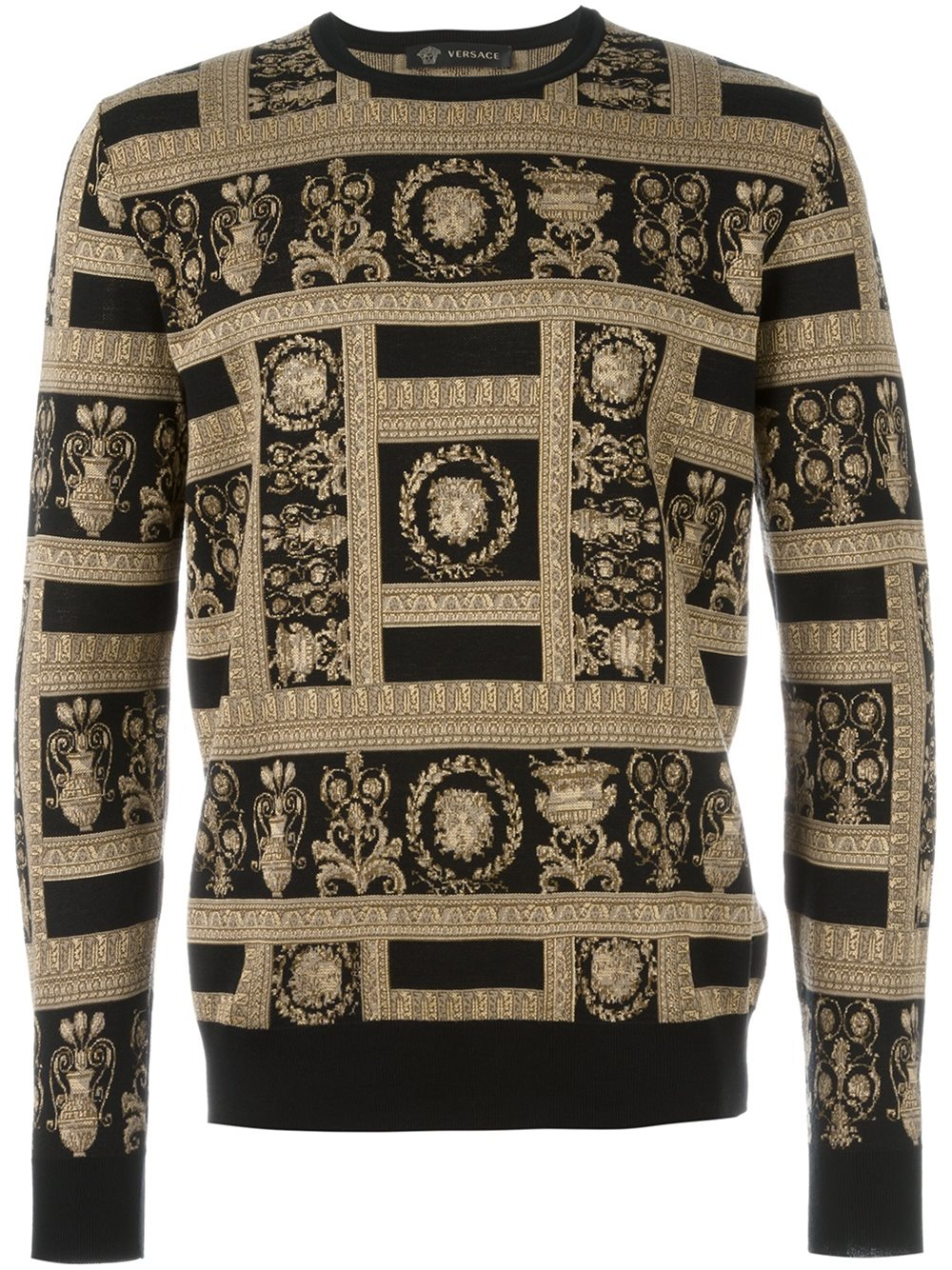 Versace Medusa Panel Pullover Sweater in Natural for Men | Lyst