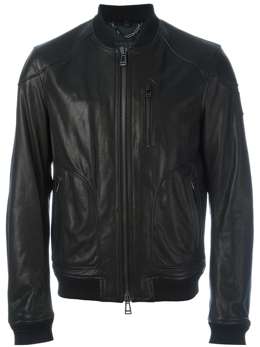 Lyst - Belstaff Leather Bomber Jacket in Black for Men