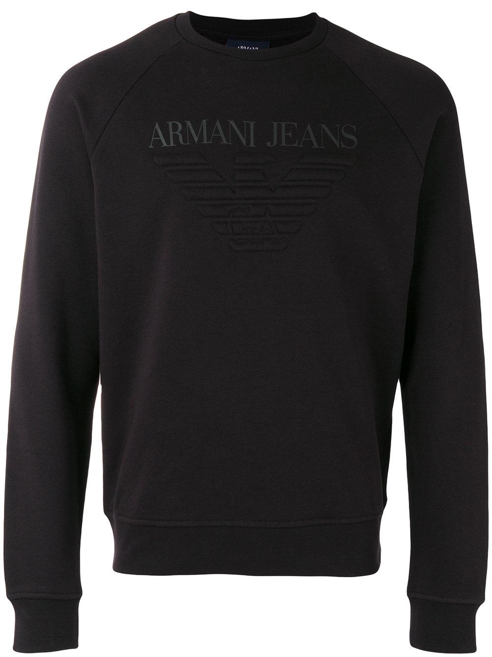 Armani jeans Logo Print Sweatshirt in Black for Men | Lyst
