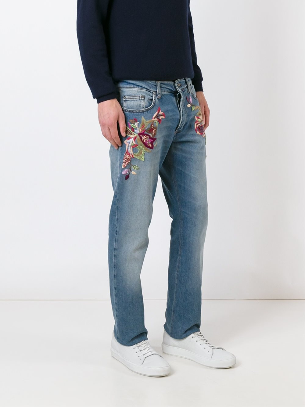Lyst - Roberto Cavalli Embroidered Slim Fit Jeans in Blue for Men