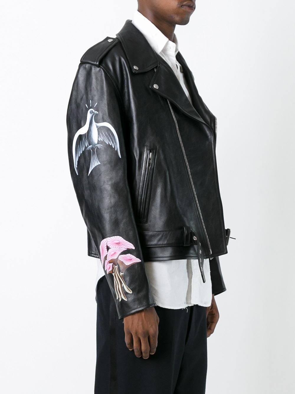 Lyst - Loewe Painted Mushroom Biker Jacket in Black for Men