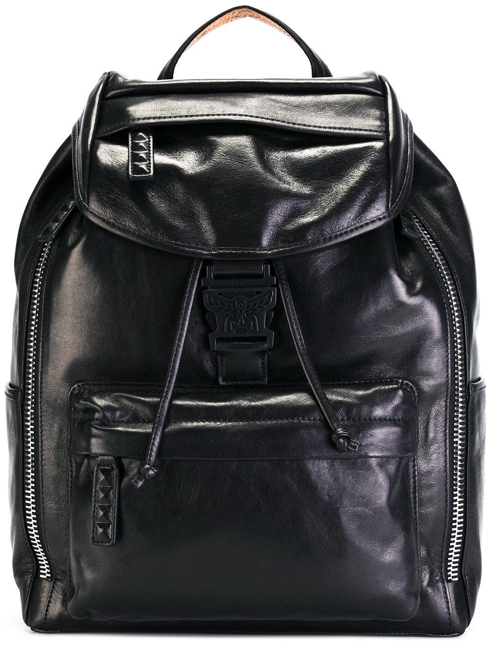Mcm Logo Buckle Backpack in Black for Men | Lyst
