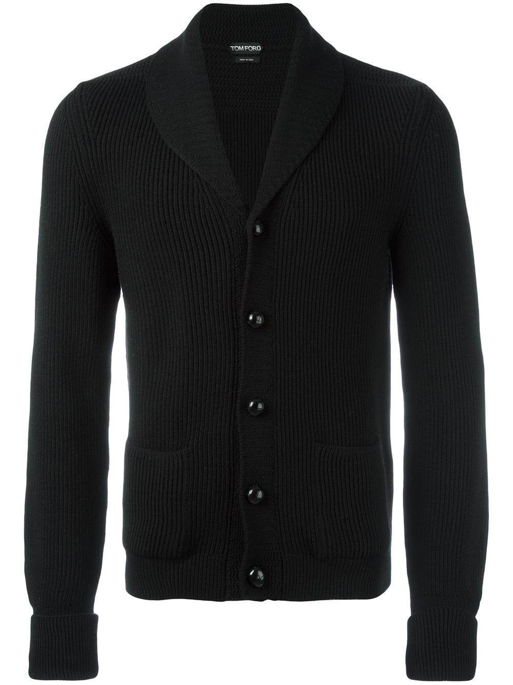 Lyst - Tom Ford Ribbed Cardigan in Black for Men