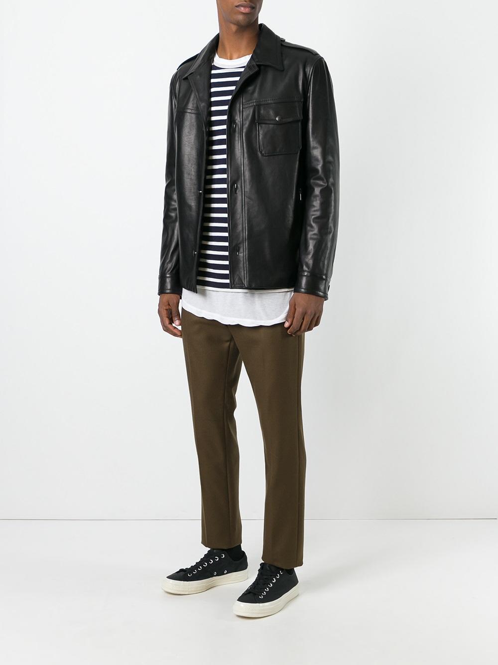 Lyst - Lanvin Button-up Leather Jacket in Black for Men