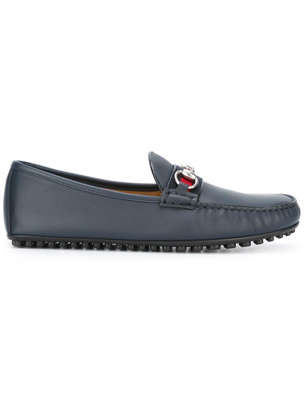 Gucci Web Horsebit Driving Loafers in Blue for Men | Lyst