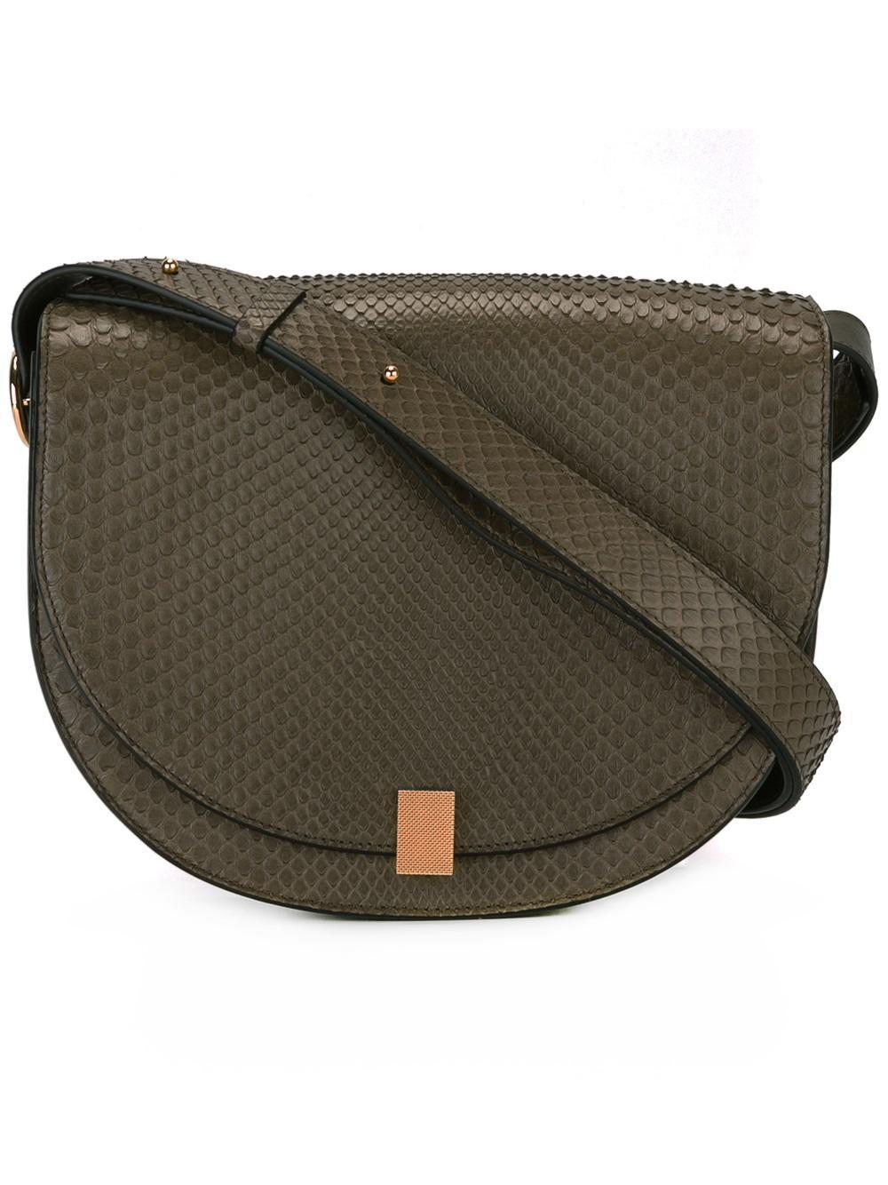 lyst beckham flap closure shoulder bag in green lyst beckham flap closure shoulder bag in green