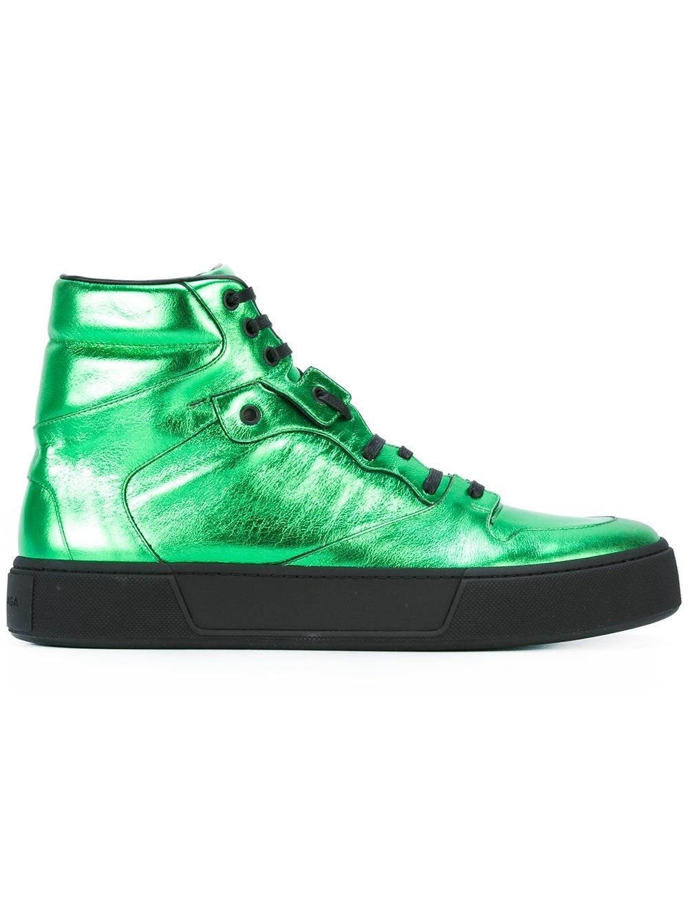 Balenciaga Metallic Hitops in Green for Men Lyst