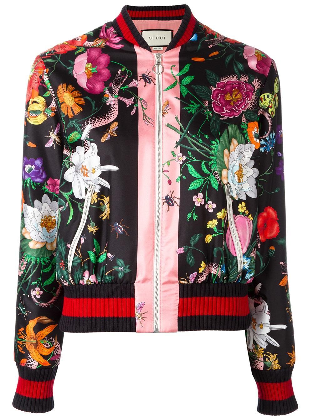 Gucci Floral Print Bomber Jacket | Lyst