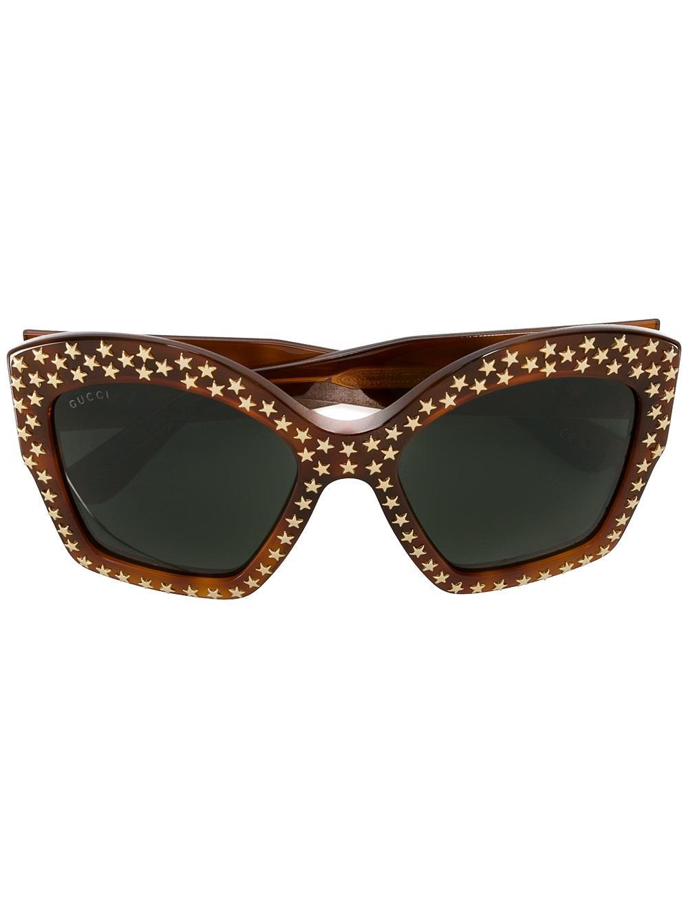 Lyst Gucci Star Studded Sunglasses in Brown