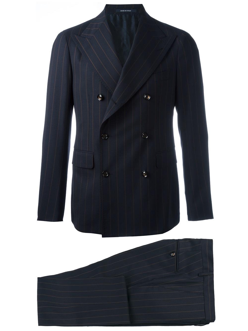 Tagliatore Double-breasted Pinstripe Two-piece Suit in Blue for Men - Lyst