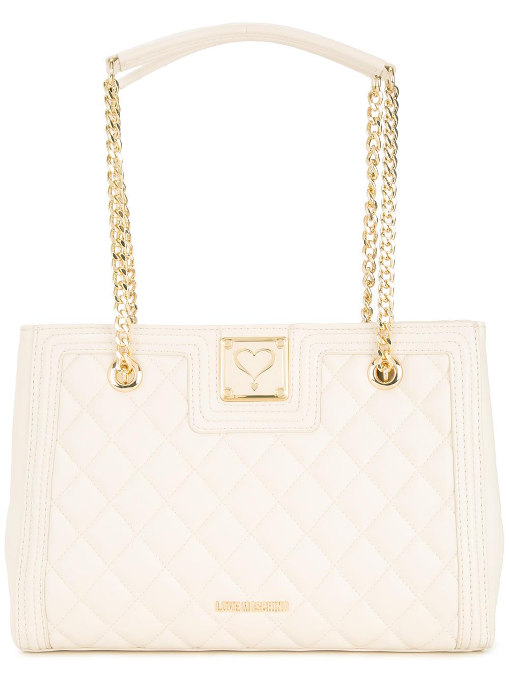 Lyst Love moschino Quilted Shoulder Bag in White