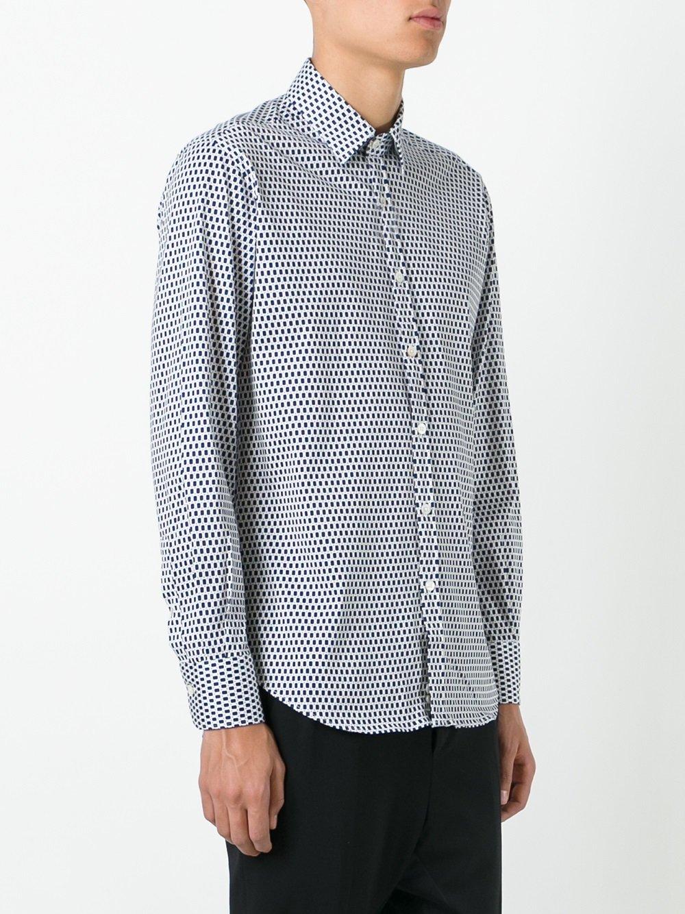 Canali Square Pattern Shirt in Blue for Men | Lyst