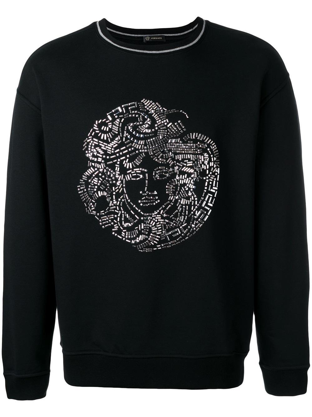Versace Sequin Medusa Head Sweatshirt in Black for Men | Lyst