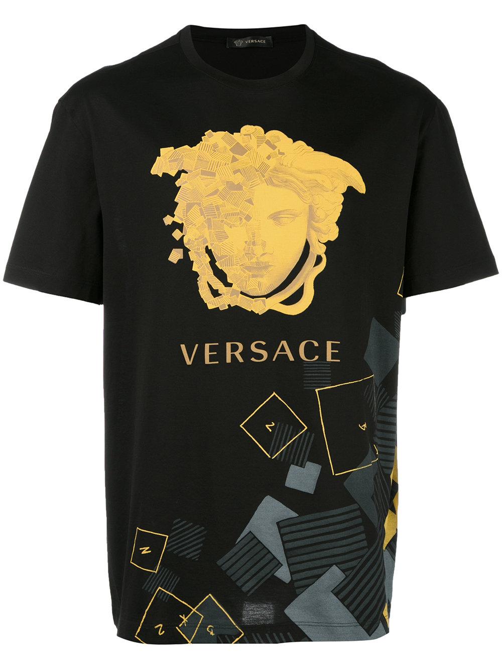 Versace Logo Print T-shirt in Black for Men | Lyst