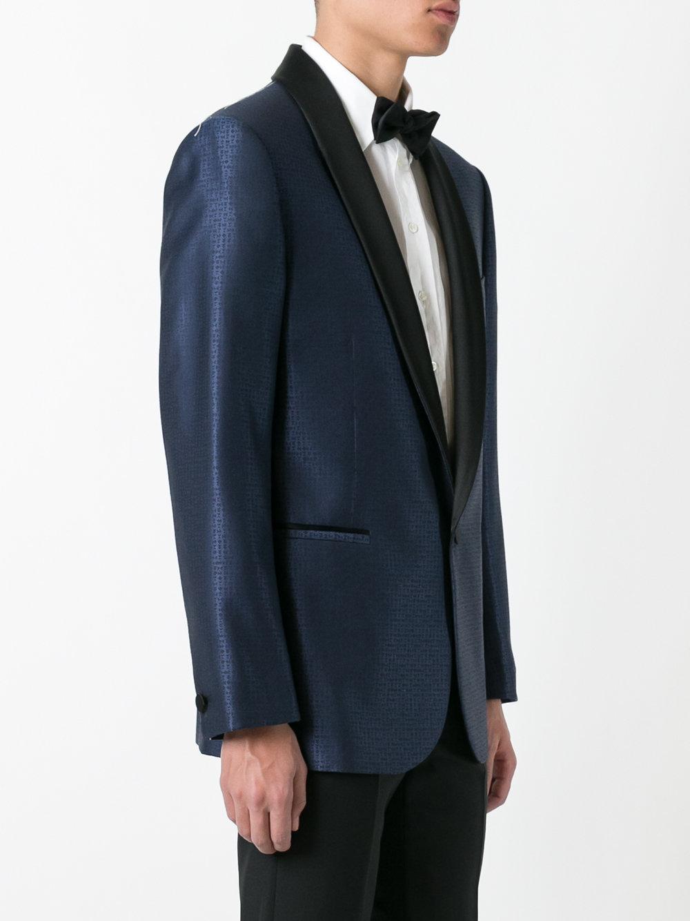 Versace Geometric Jacquard Tuxedo Jacket in Blue for Men Lyst