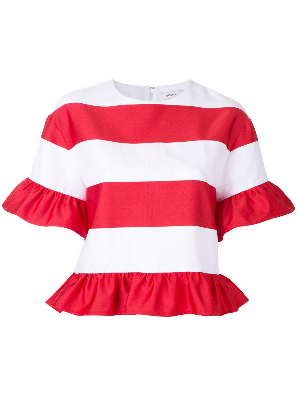 white t shirt with ruffle sleeves