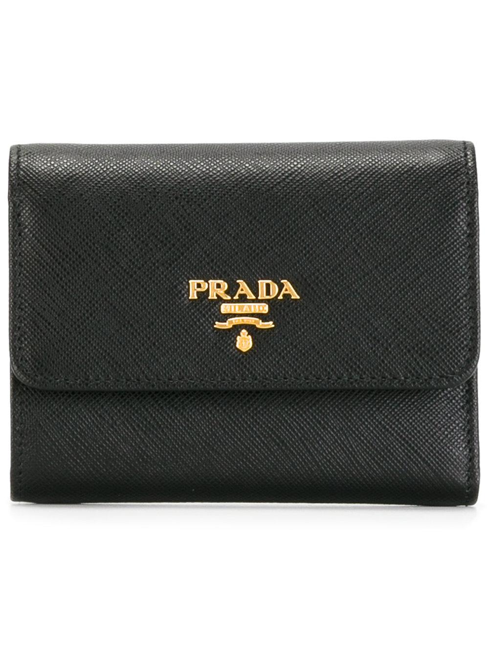Prada - Tri-fold Wallet - Women - Calf Leather - One Size in Black | Lyst