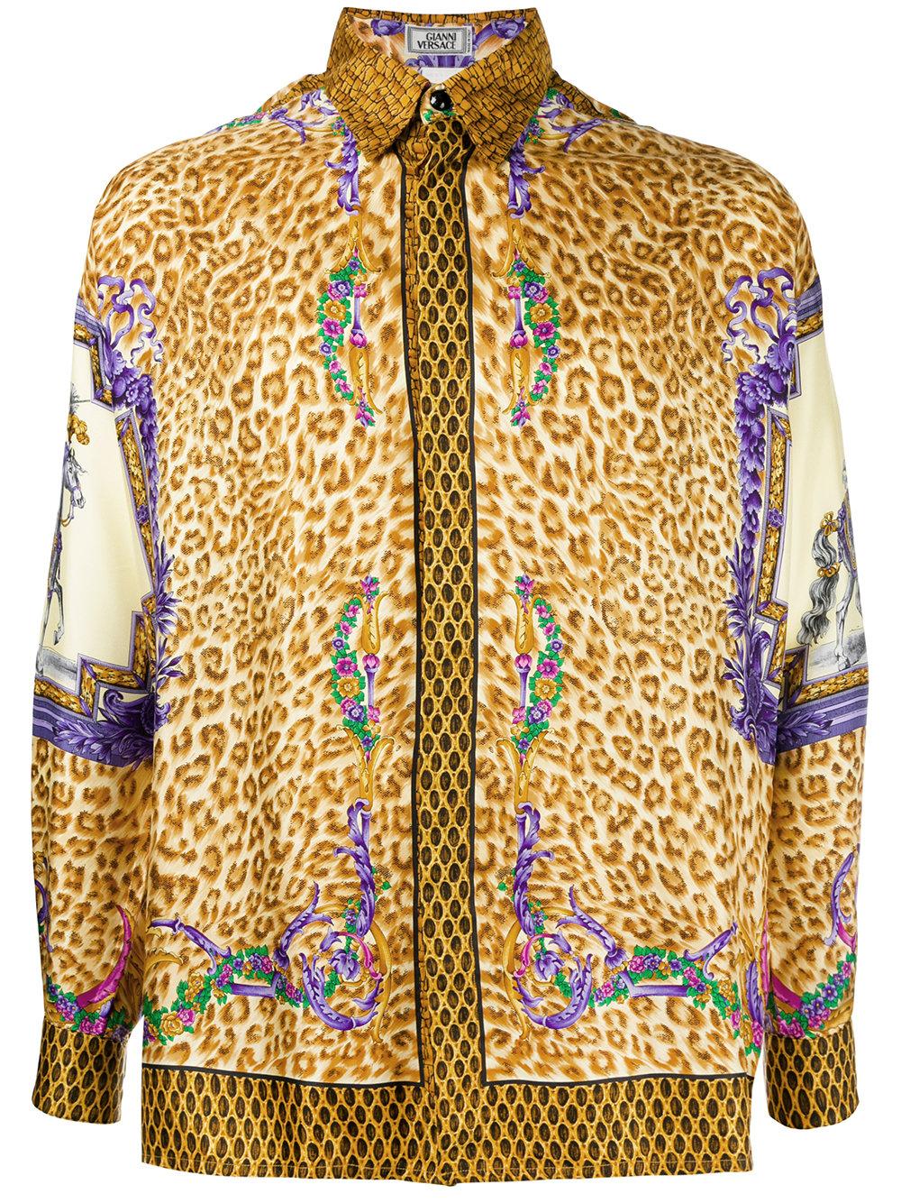 Versace Leopard Mixed Print Shirt for Men | Lyst