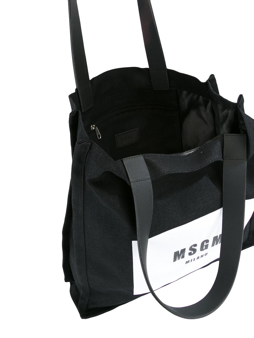 Lyst - Msgm Logo Print Tote Bag in Black