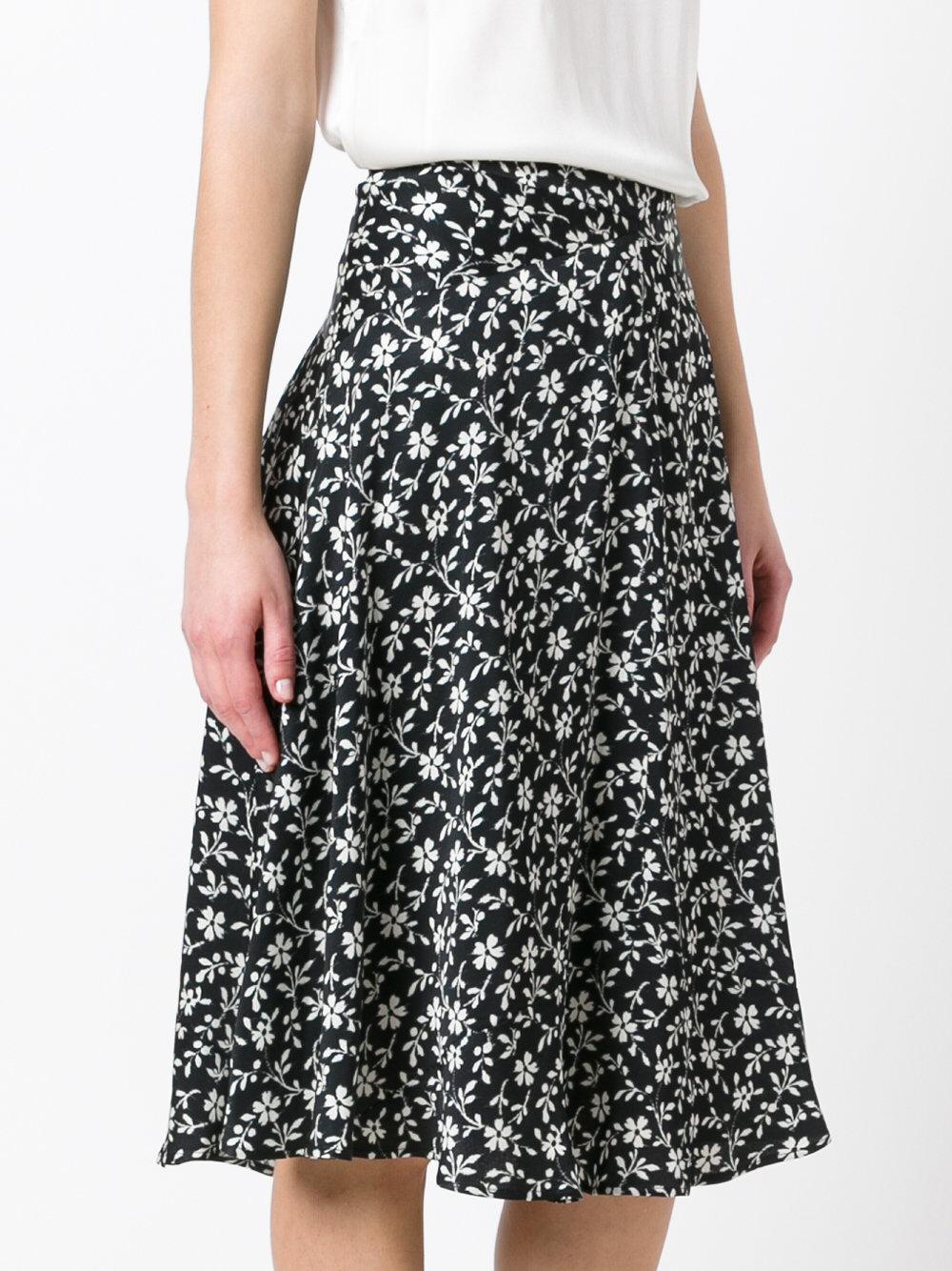 Lyst - Etro Floral Print Pleated Skirt in Black