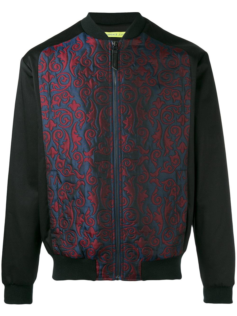 Versace Jeans Cotton Embroidered Bomber Jacket in Black ...