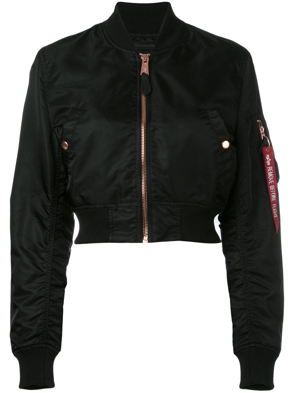 Alpha Industries Cropped Bomber Jacket in Black Lyst