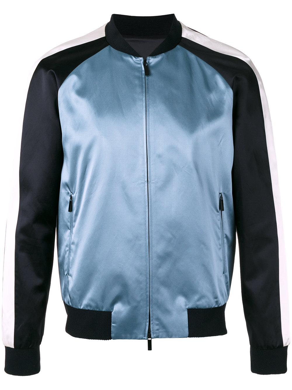 Emporio armani Embroidered Eagle Bomber Jacket in Blue for Men Lyst