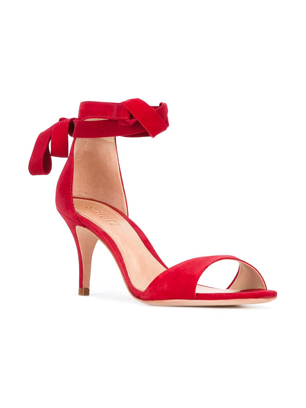 Schutz Tied Low Heel  Sandals  in Red  Lyst