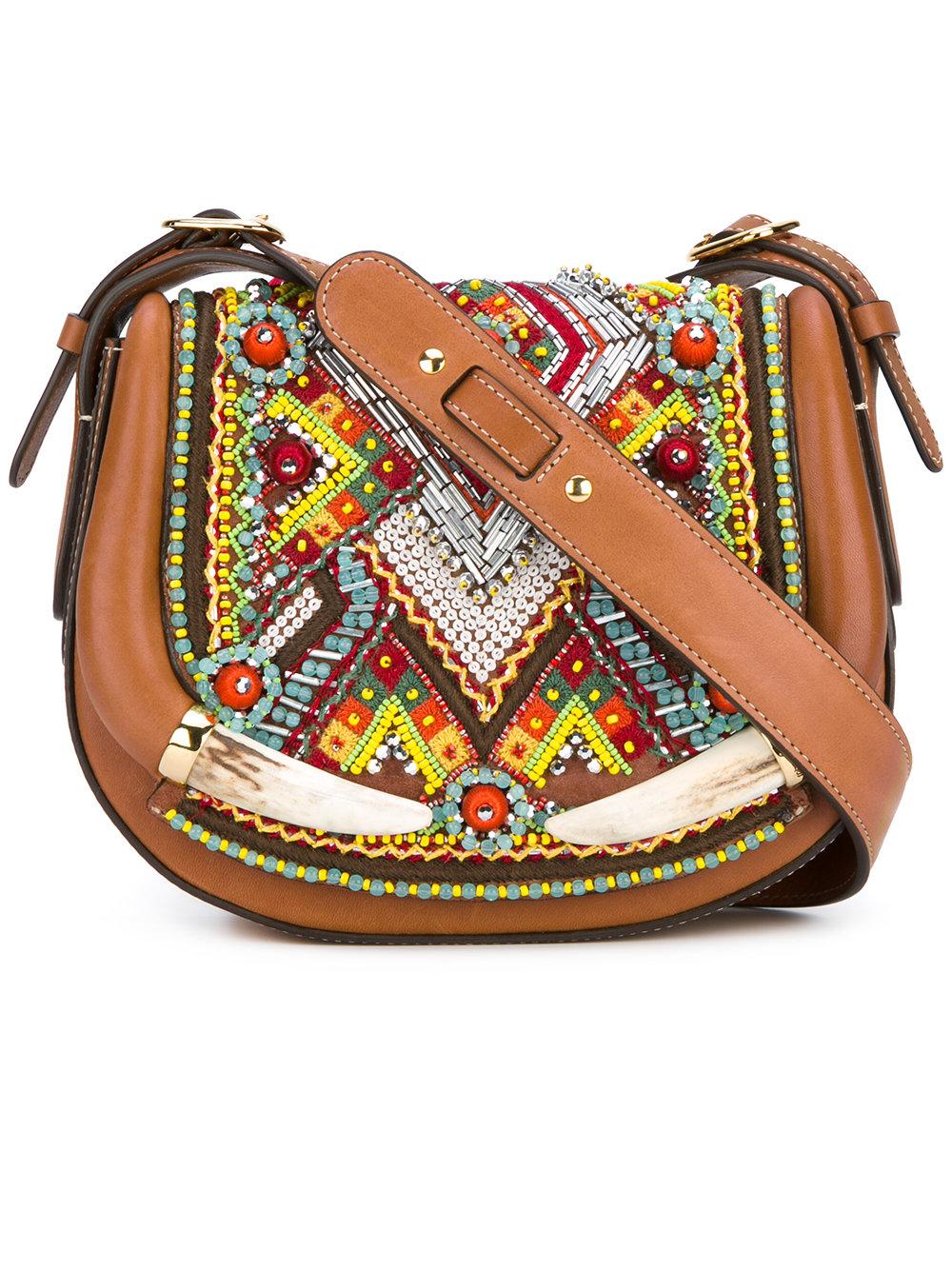 Lyst - Roberto Cavalli Beaded Saddle Bag in Brown