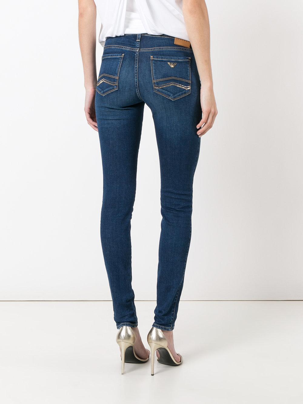 Lyst Armani Jeans Stonewashed Skinny Jeans In Blue