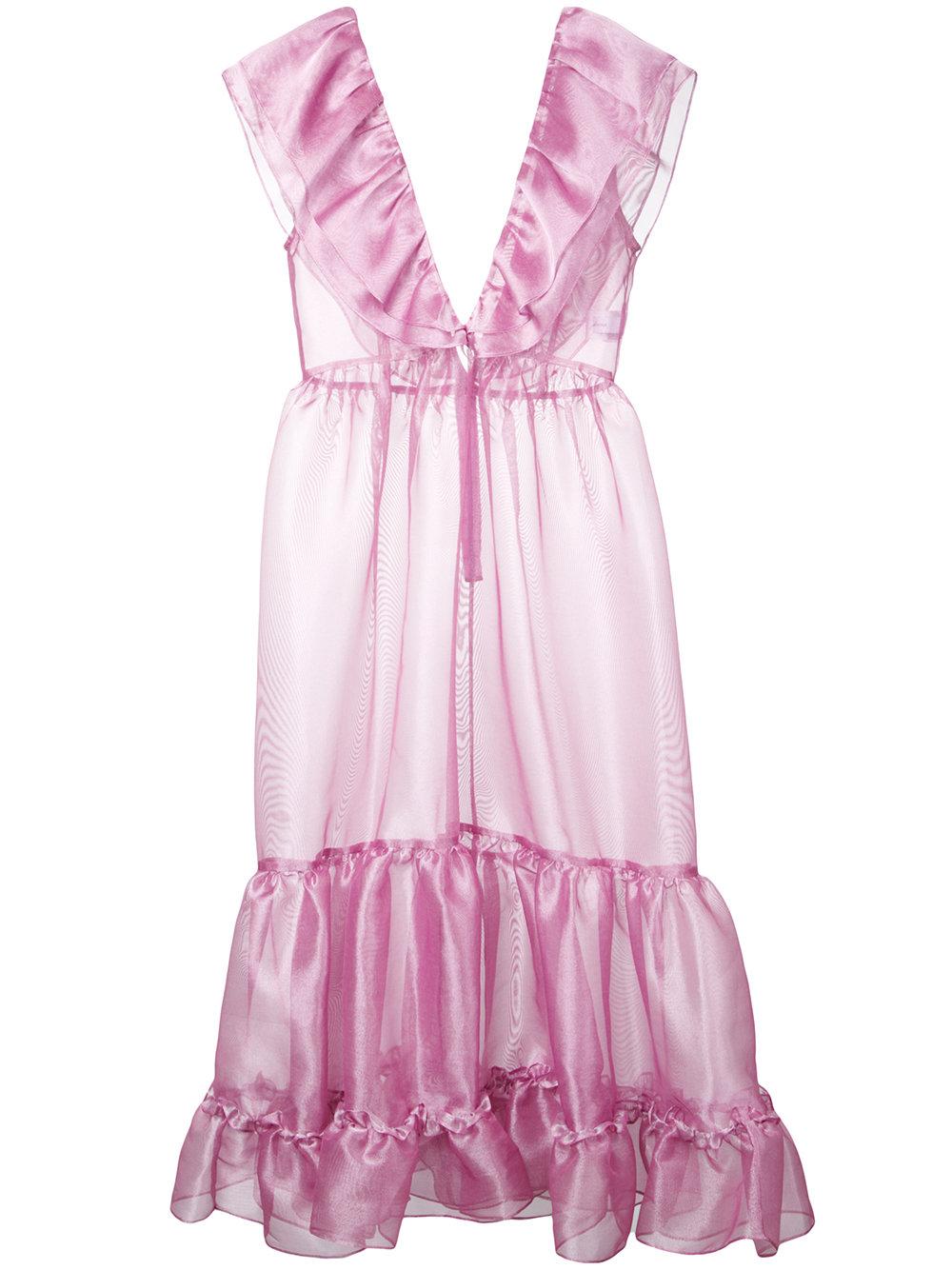 Ruffled pink dress Shop our collection of luxe pink ruffle dresses and upgrade your look. Fill your closet with these pink ruffle dresses and never wonder what to wear again. This is a sophisticated kind of pretty. These simple separates could be mixed and matched to create a chic wardrobe.