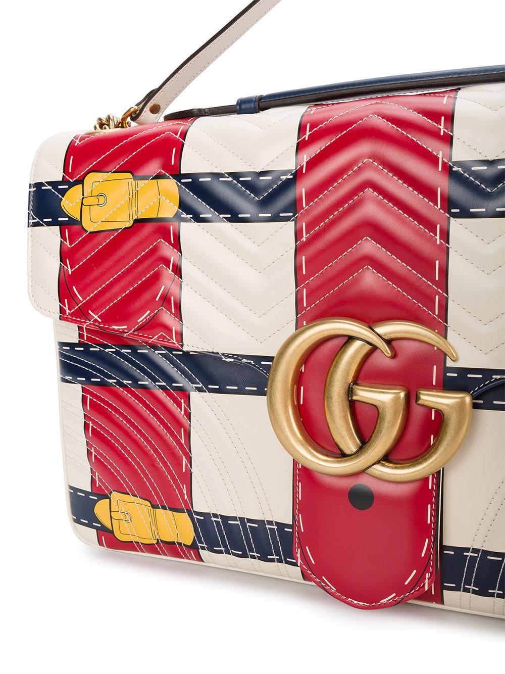 Gucci Large Gg Marmont Trompe L&#39;oeil Shoulder Bag in Red - Lyst