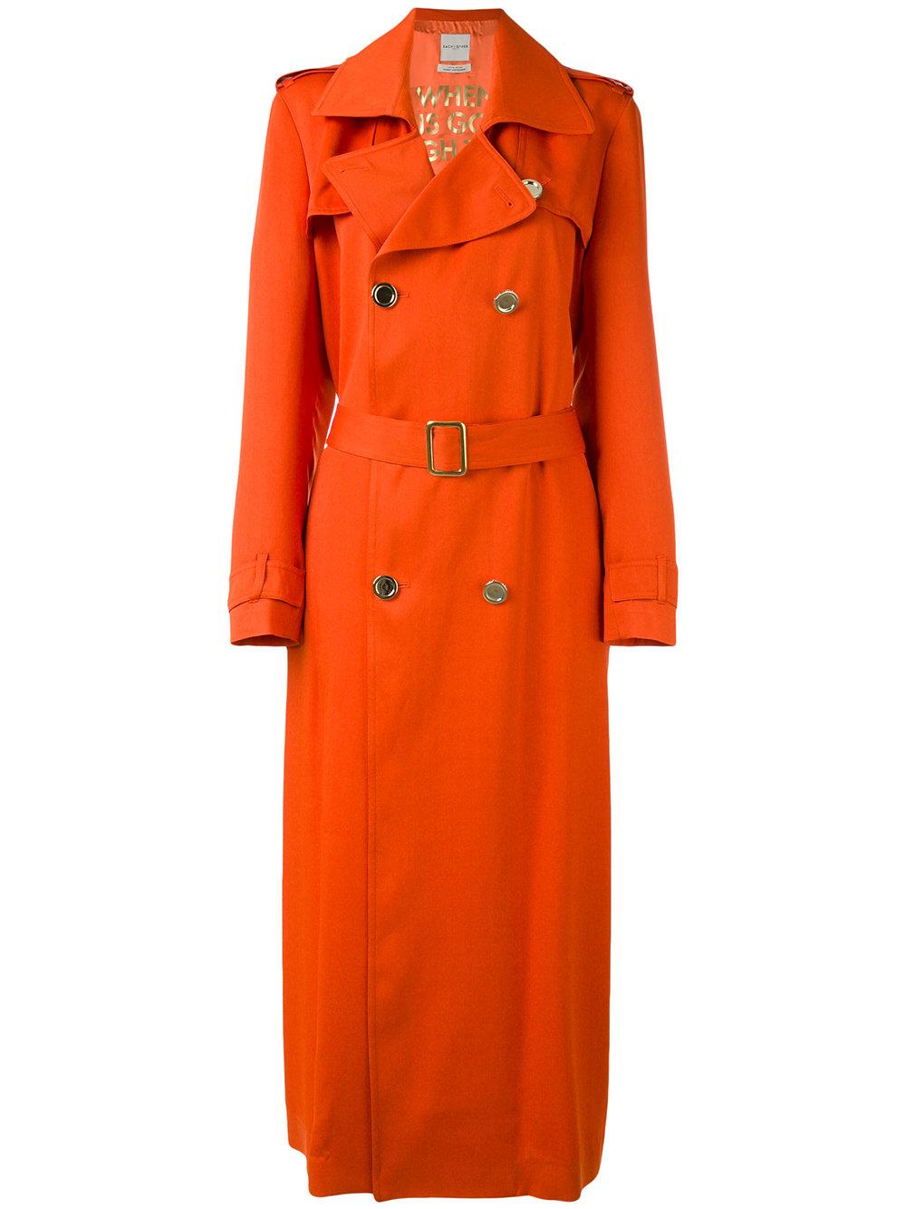 Each x other Long Poetry Printed Trench Coat in Orange | Lyst