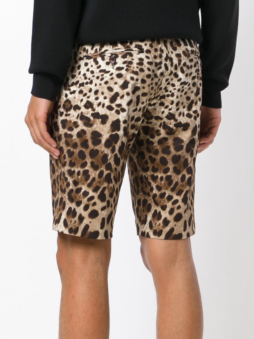 Dolce & Gabbana Leopard Print Shorts in Brown for Men - Lyst