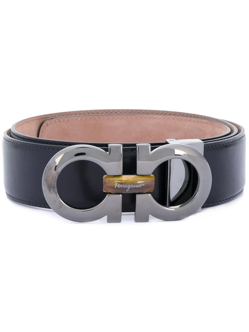 Lyst - Ferragamo Double Gancini Buckle Belt in Black for Men