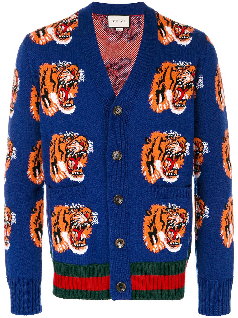 Gucci Tiger Cardigan in Blue for Men | Lyst