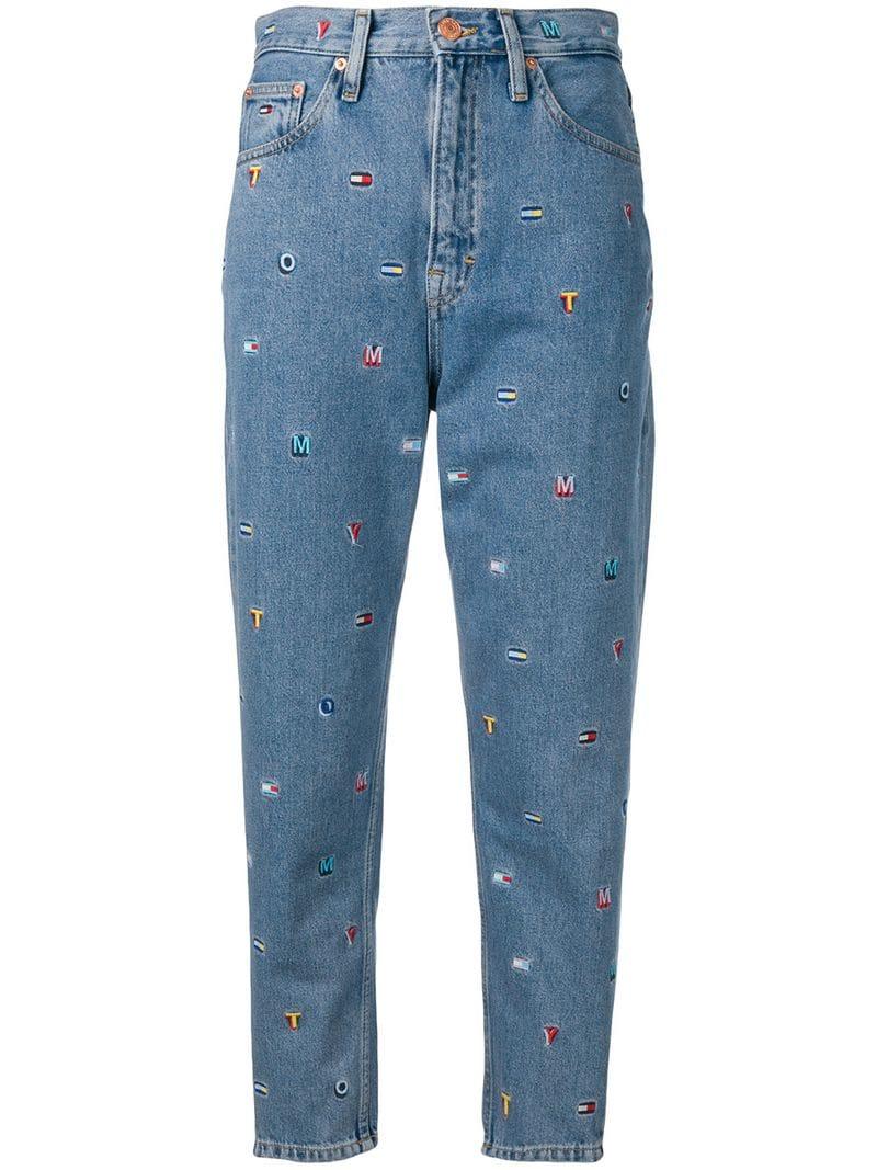 Tommy Hilfiger Denim Embroidered Logo Straight Jeans in Blue Lyst