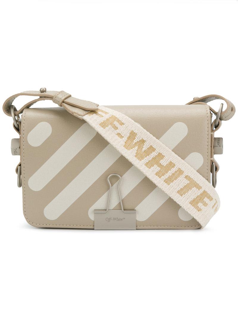 Off-White c/o Virgil Abloh Striped Binder Clip Bag in Natural - Lyst