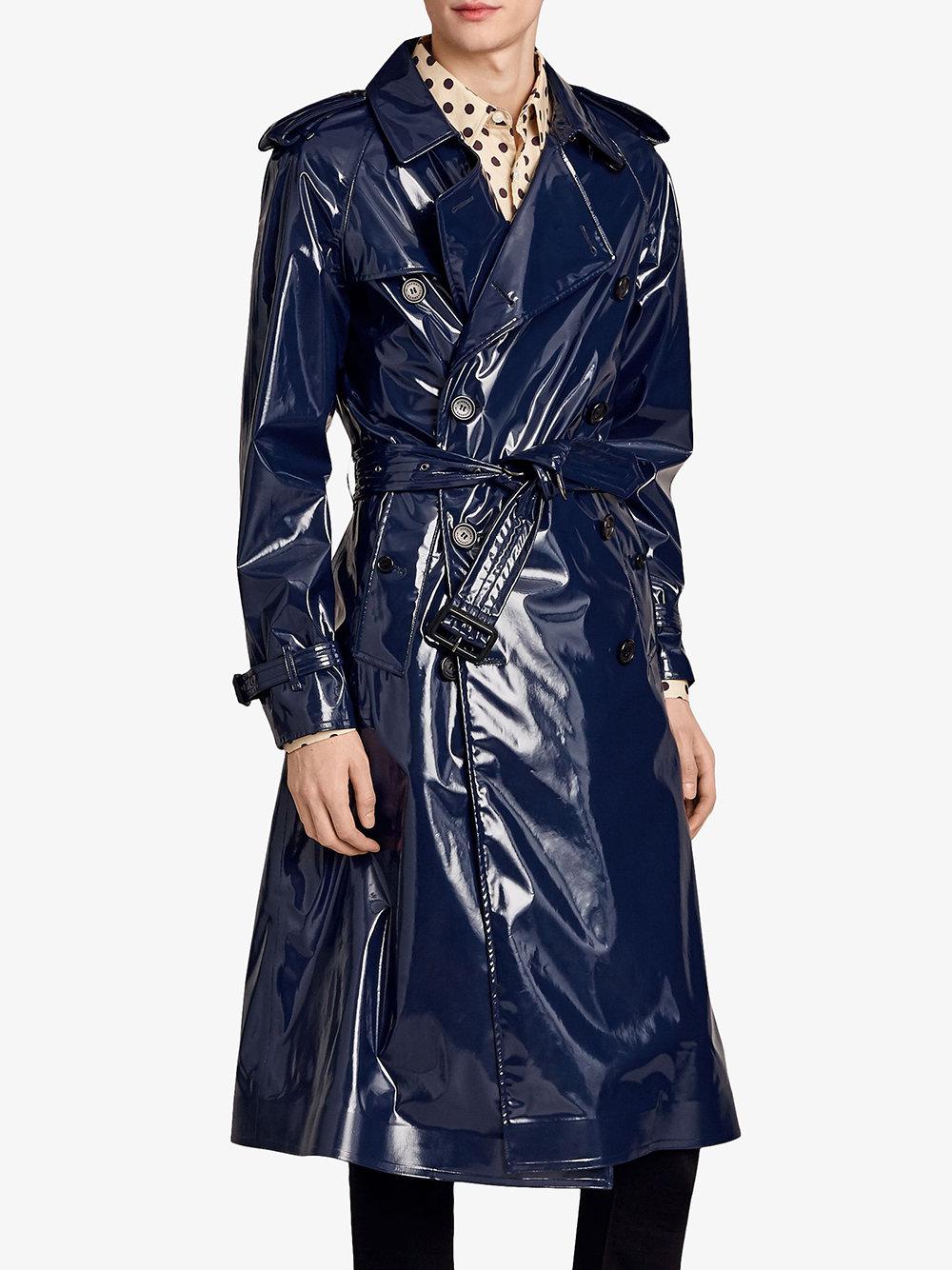 Lyst - Burberry Laminated Trench Coat in Blue