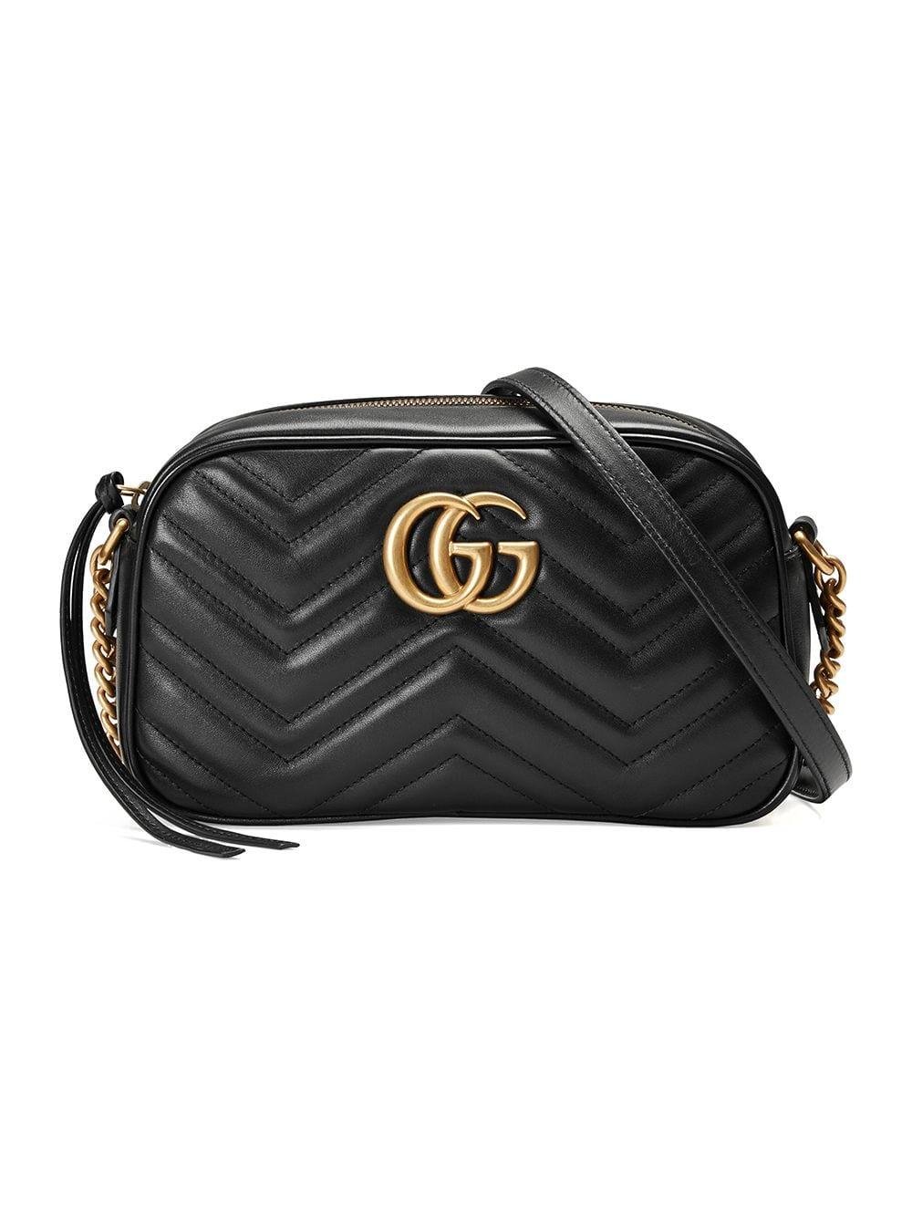 Gucci Leather Gg Marmont Matelassã© Shoulder Bag in Black Leather ...